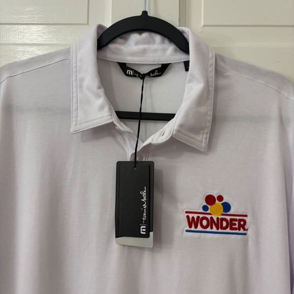 Travis Mathew Other - Travis Mathew Polo Shirt Mens XL White Cotton Wonder Bread Logo Golf Sporty New